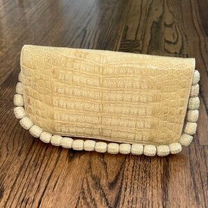 Stunning Vintage Nancy Gonzalez Genuine Crocodile Beige Bag w Removable Strap